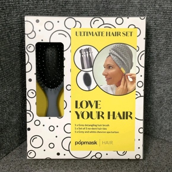 Popmask Ultimate Hair Set Detangling Hair Brush Turban Ties - Picture 5 of 5